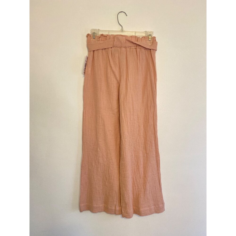 Indigo Rein Misty Rose Soft Gauze Cotton Pants XS With Paperbag Waist & Tie Belt - Picture 4 of 5